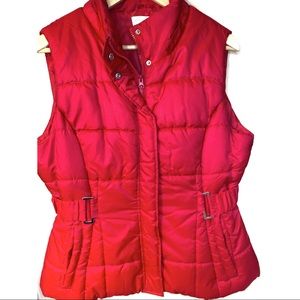 Red puffer vest
